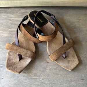 YSL Brown Suede Sandals